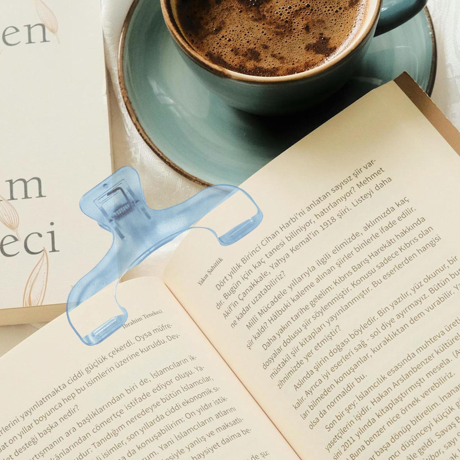 Clip per libri resistenti trasparenti blu multifunzionali porta pagine 2 pezzi