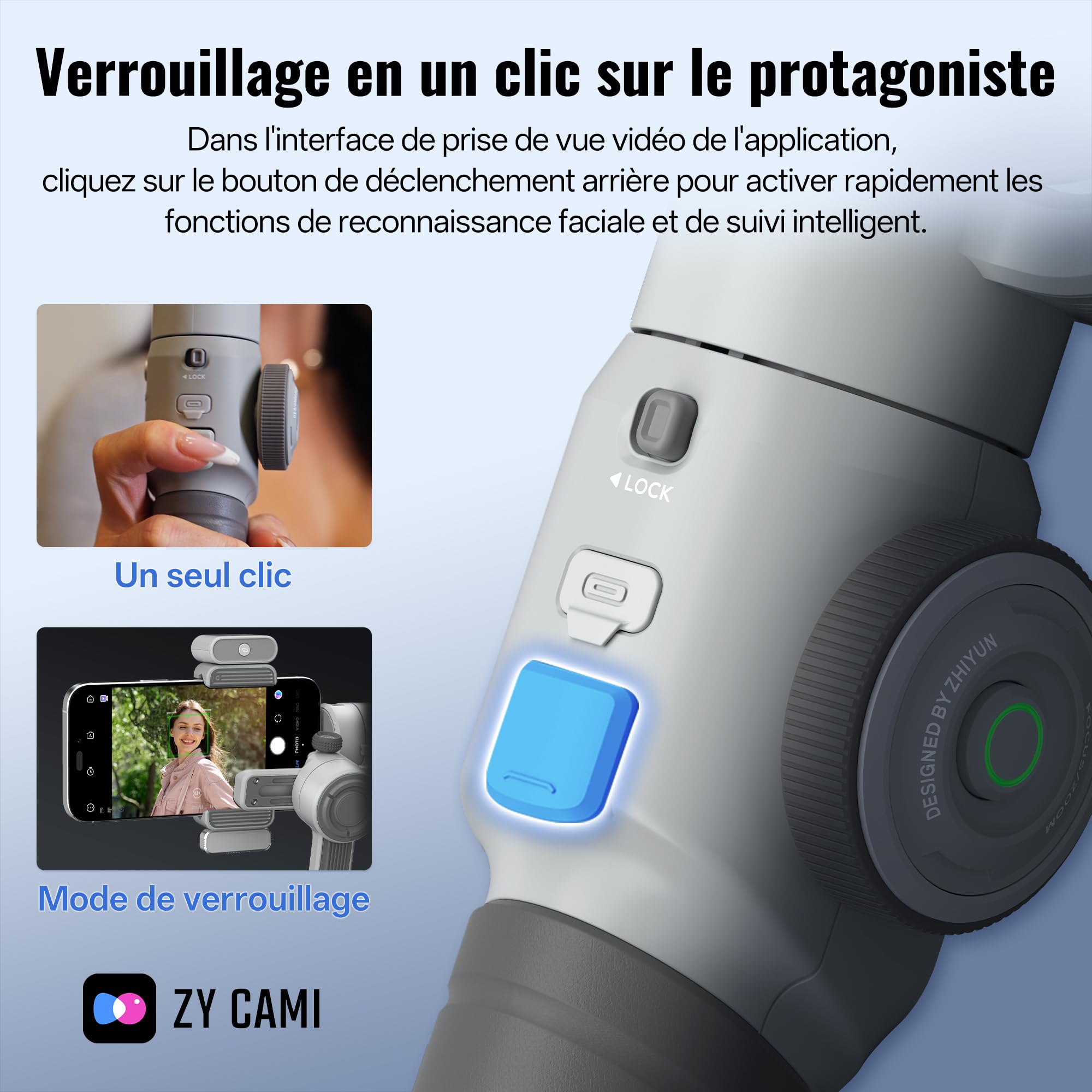 ZHIYUN CINEPEER Smooth 5E Combo Stabilisateur Smartphone, Suivi Intelligent par AI, Lumière de Remplissage Magnétique & Intégré, Édition Intelligente, Télécommande Apple Watch