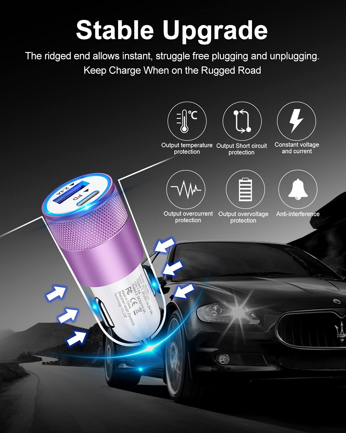USB C Car Charger, 30W Cell Phone Automobile Charger PD C Type Dual Port Cigarette Lighter Adapter Auto Cig Block Slot Cargador Carro Ultra-Fast Charging for iPhone 13 12 Pro Max 11 10 XS 8 Plus : Cell Phones & Accessories