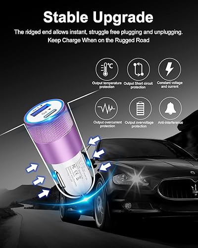 Miniatura 6 de Cargador de coche USB C, cargador de automóvil para teléfono celular de 30 W, tipo PD C, adaptador de encendedor de cigarrillos de doble puerto