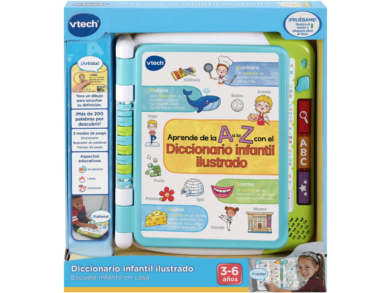 VTech Diczionario Illustrato Scuola per Bambini a casa, Libro educativo per Bambini +3 Anni, Oltre 200 Fogli per apprendere, Versione Spagnola, Multicolore (3480-614422), Colore