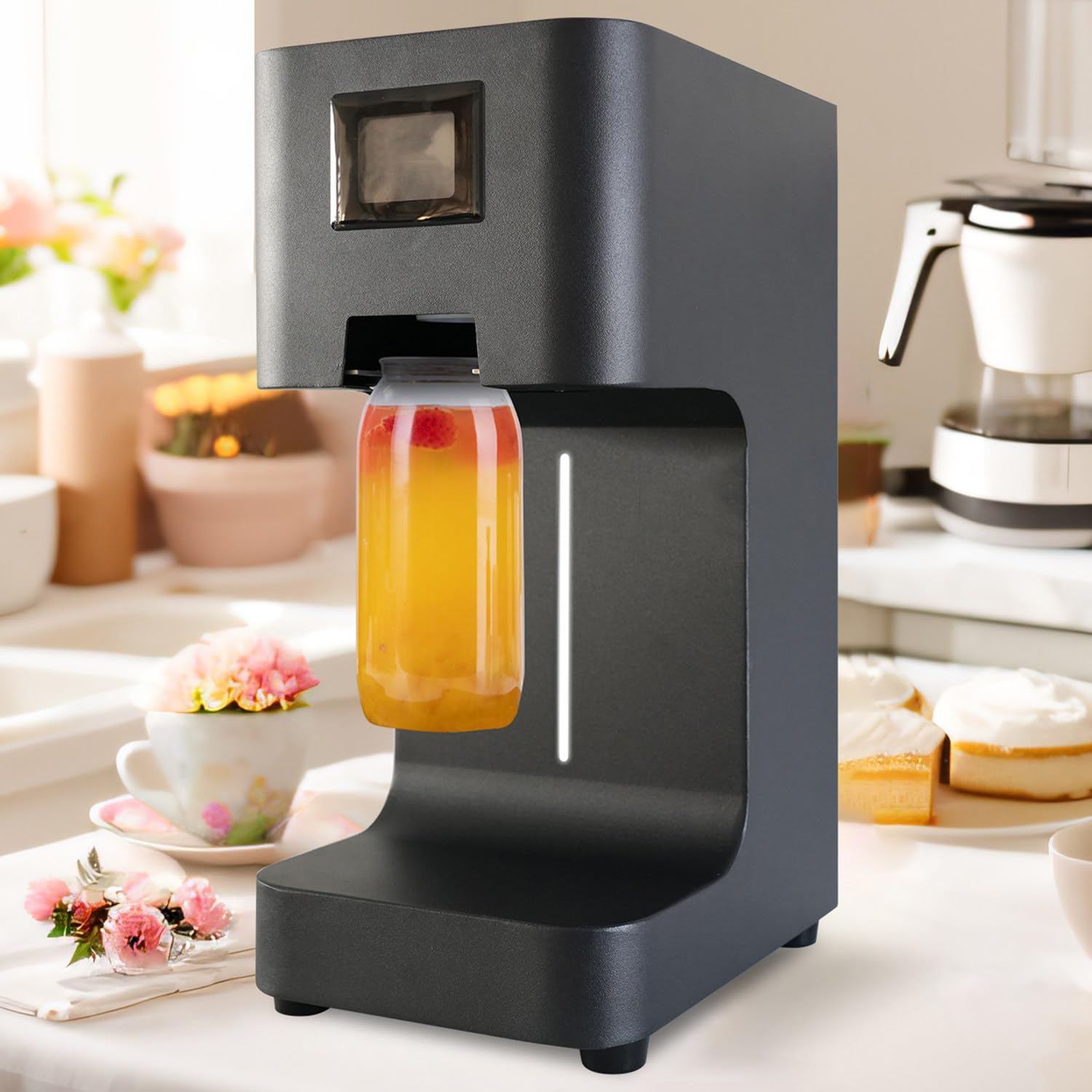 Scelleuse Automatique Commerciale pour Canettes, pour Canettes De Soda, Hauteur De Scellage 20 Cm, Diamètre De Scellage 5 Cm, pour Canettes en Aluminium Et en Plastique, Noire