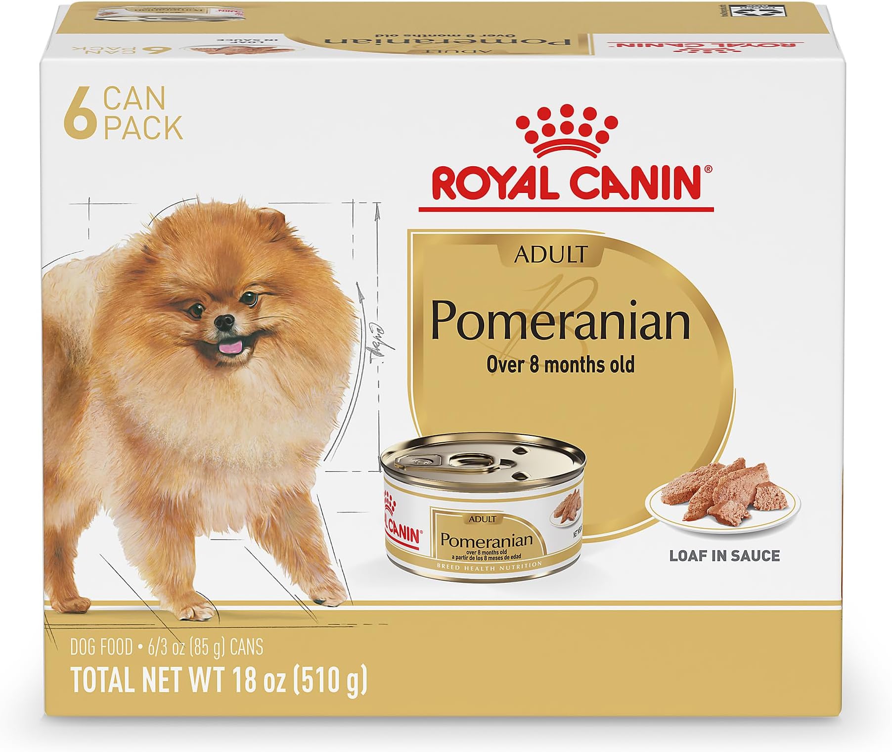 Royal Canin Breed Health Nutrition Pomeranian Adult Loaf in Sauce Dog Food, 3 oz (Pack of 6)