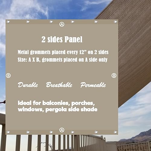 Miniatura 5 de Alion Home Panel de privacidad para sombra solar con ojales en 2 lados para patio, toldo, ventana, pérgola, porche o cenador (6 x 8 pies, beige