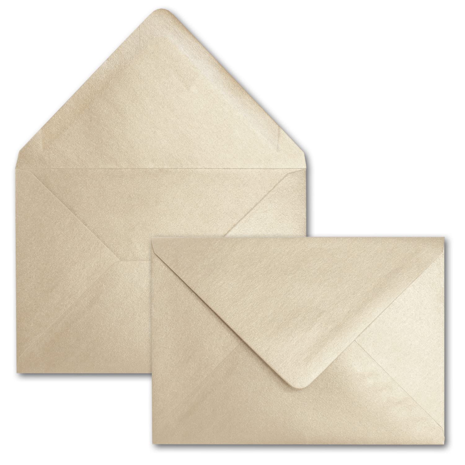 50 sobres DIN C6, efecto metálico, 114 x 162 mm, 90 g/m², revestidos por ambos lados con efecto nacarado, adhesivo húmedo, para invitaciones, cumpleaños, bautizos