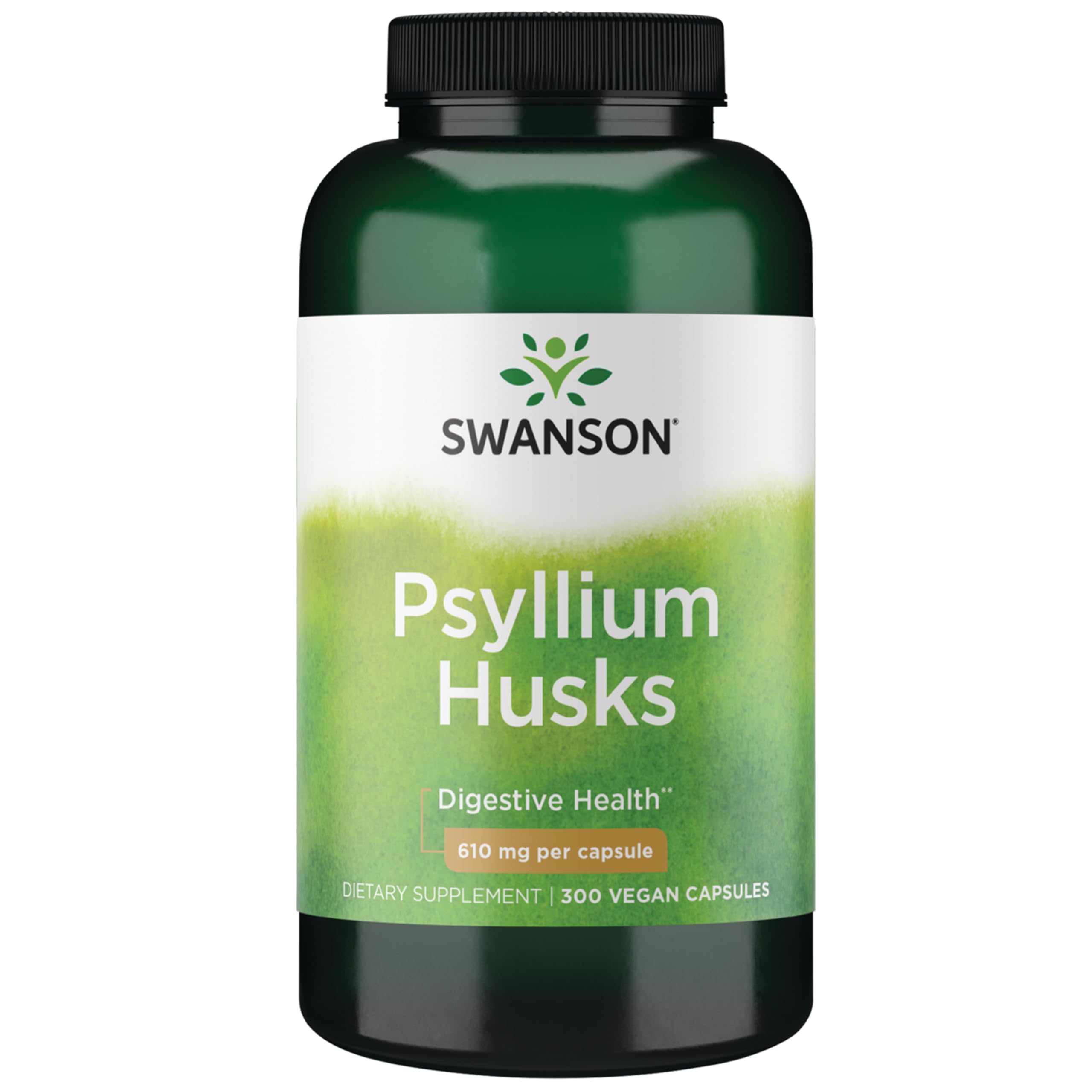 Swanson Psyllium Husk Dietary Fiber Supplement, 610 mg, 300 Capsules 300 Count (Pack of 1)