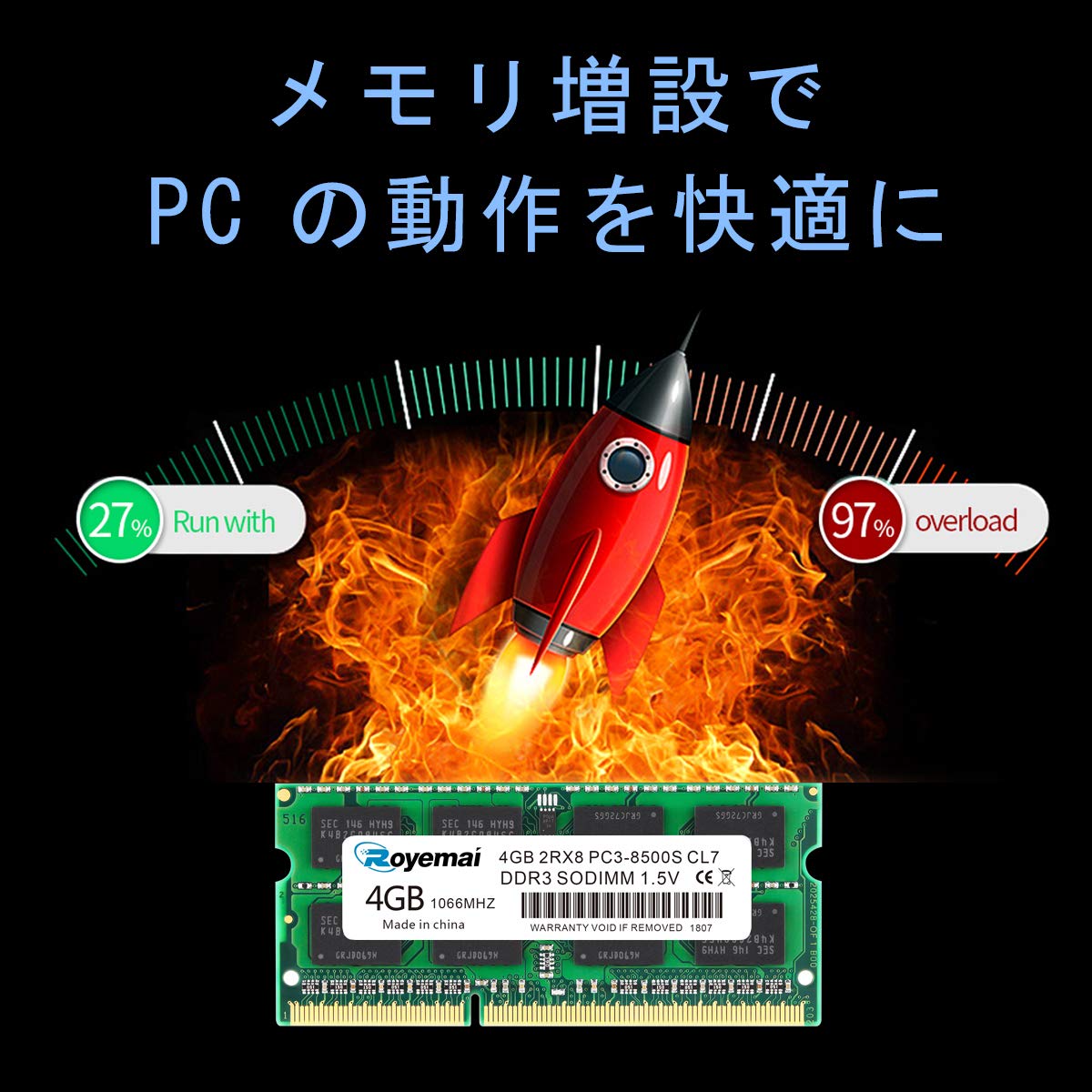 Amazon.co.jp: DDR3 1066MHz PC3-8500 4GBx2枚 1.5V ノートPC用メモリ