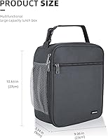 Vista 2 de Lonchera para hombres y mujeres, lonchera aislada, para el trabajo, picnic, viajes (gris)