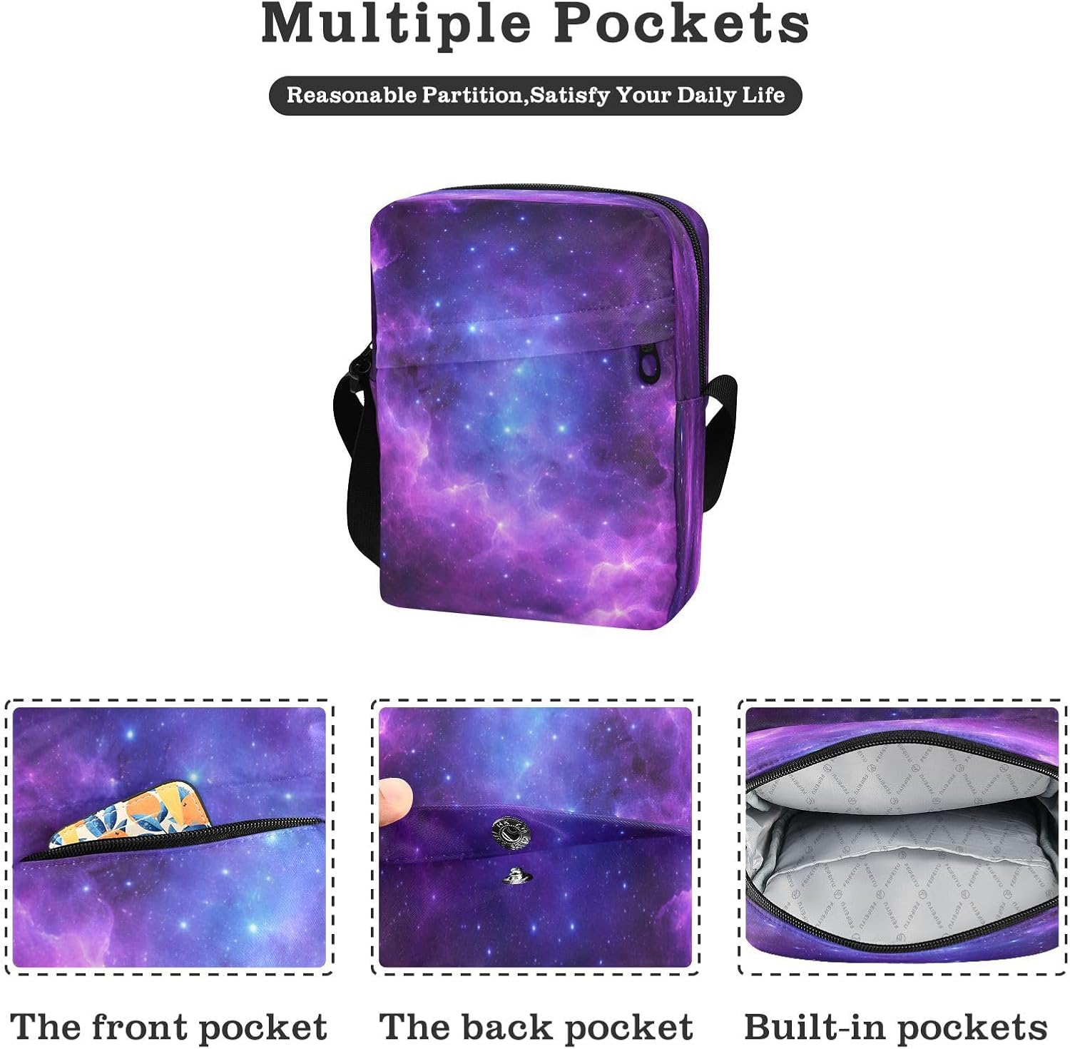Messenger Bag Crossbody Shoulder Bag Canvas Shoulder Bag Universe Galaxy Nebula Space for Men Women Outdoor Travel Business