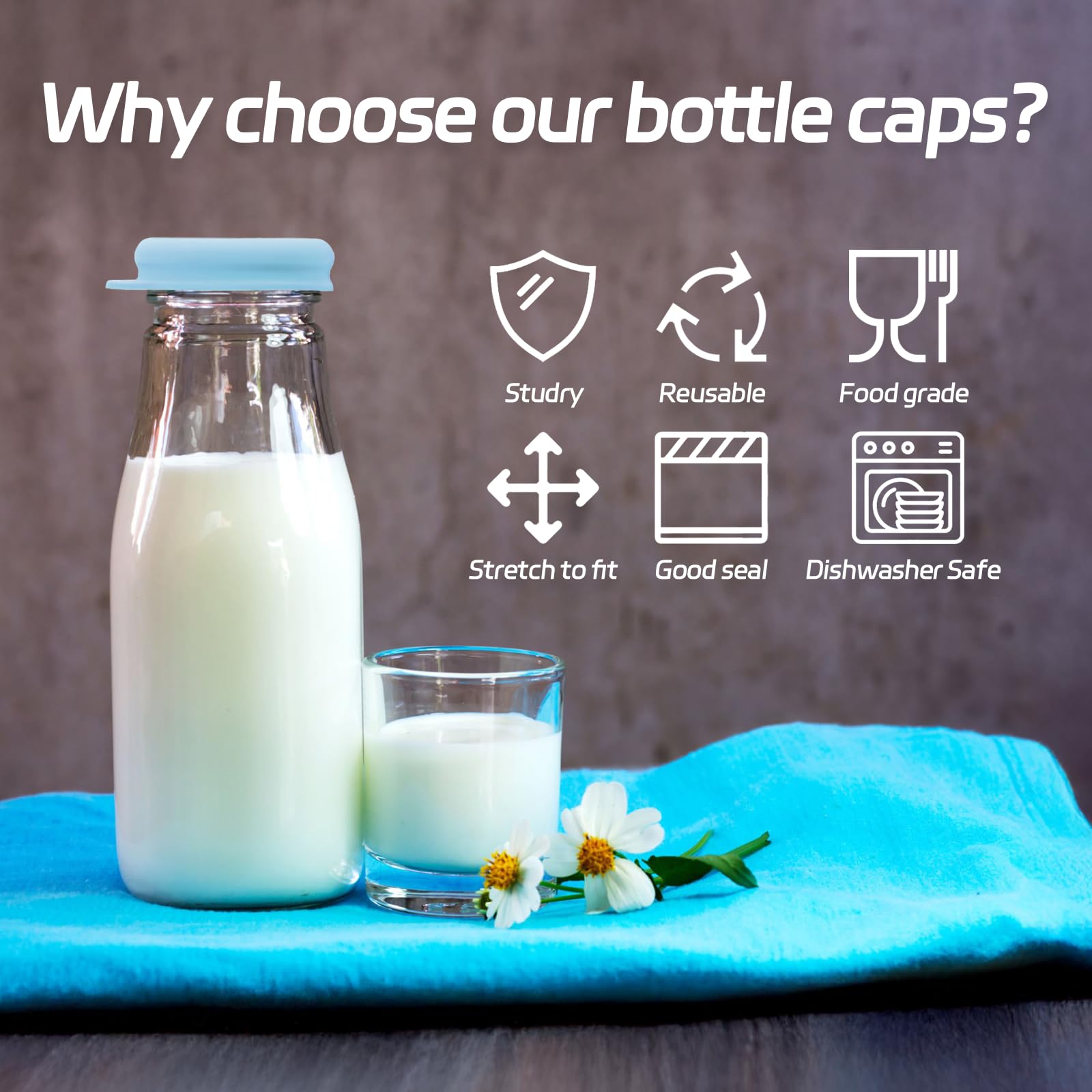 Silicone Replacement Caps For Glass Bottles - 48mm Diameter Lids For Stanpac & Libbey (2 Pack, Pink)