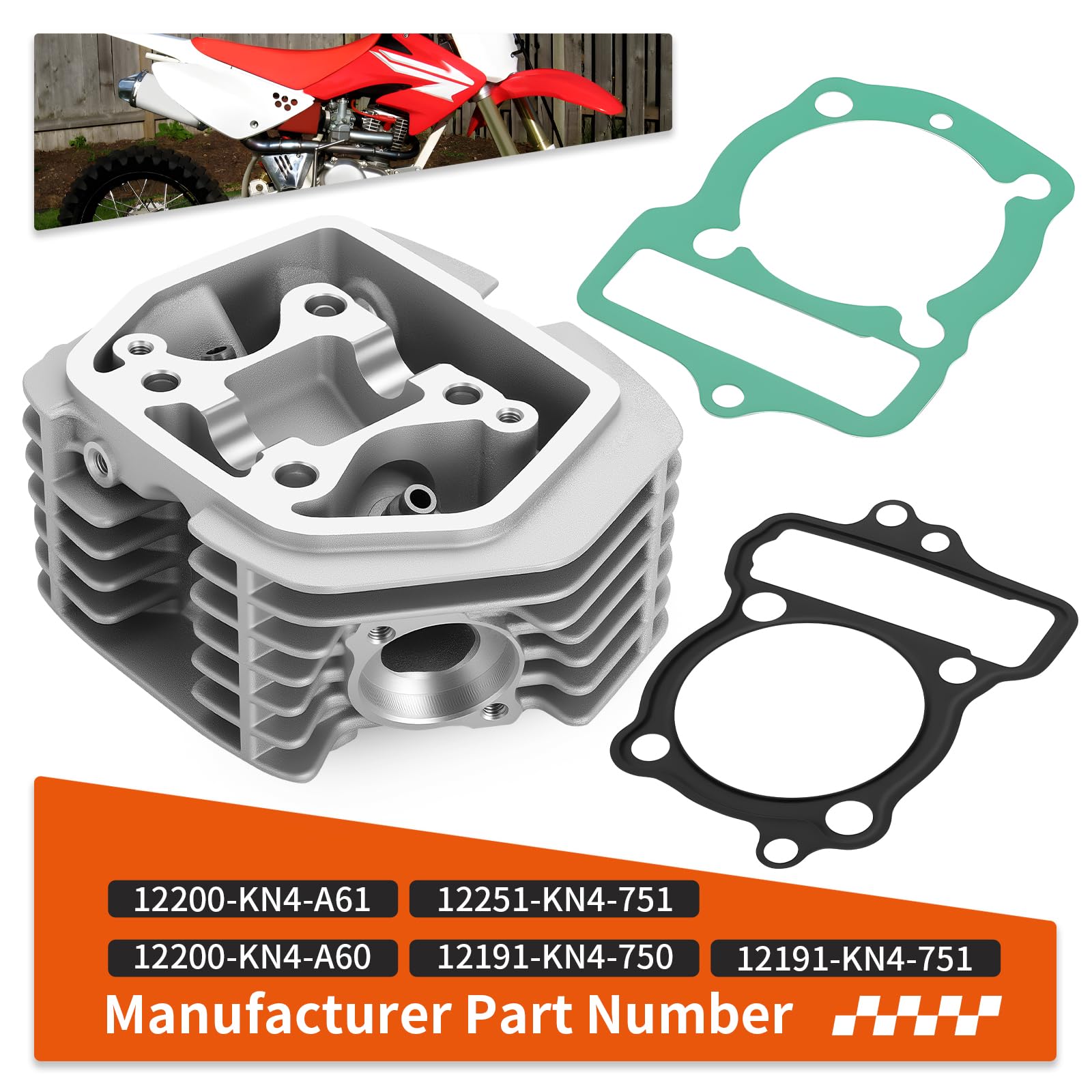 Amazon.com: Cylinder Head W/Gasket For Honda CRF100F 2004-2013 