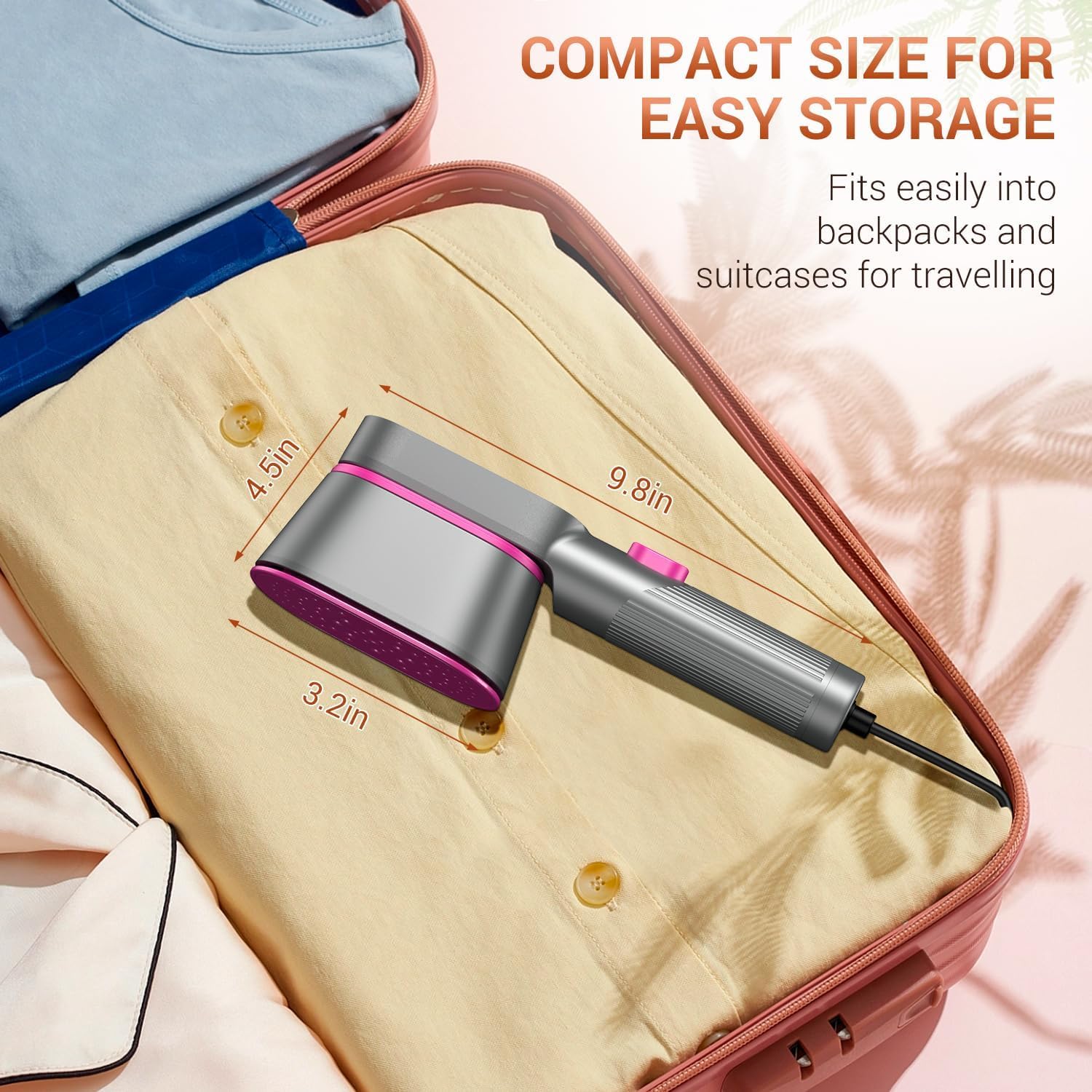 Handheld Steamer for Clothes, 2000W Powerful Clothes Steamer, 9-Second Fast Heat-up, Strong Penetrating Steam Iron, 2 in 1 Fabric Wrinkle Remover and Clothing Iron for Home, Office and Travel