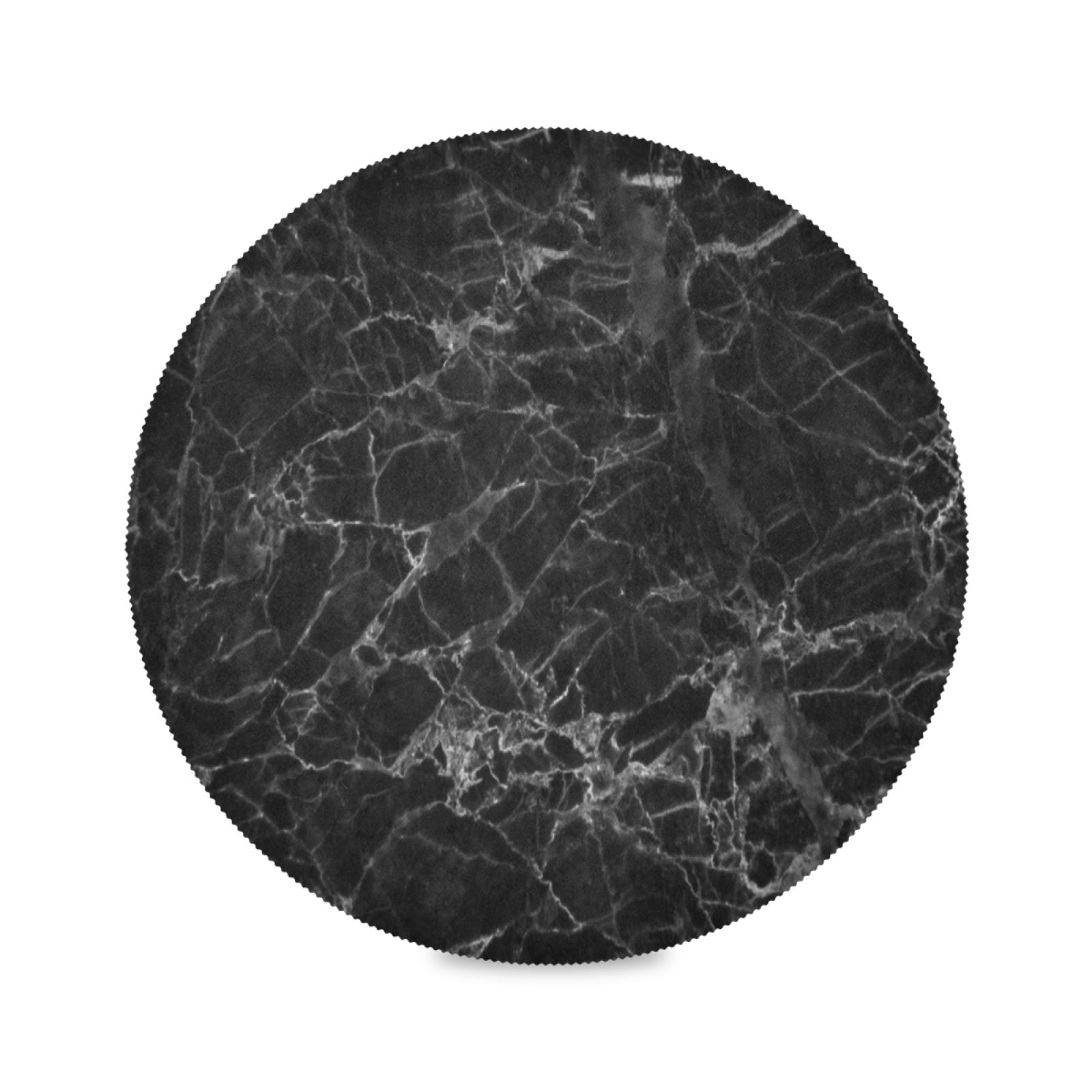 Art Black Stone Marble Round Placemats for Dining Table Mats Set of 4, Washable Place Mats for Kitchen Table