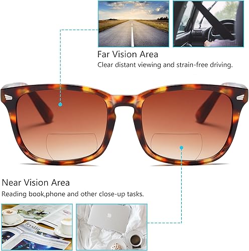 Miniatura 5 de Gafas de sol bifocales para mujer, gafas de sol clásicas retro de lectura, paquete de 3 lentes de sol UV400 con resorte de metal +1.5