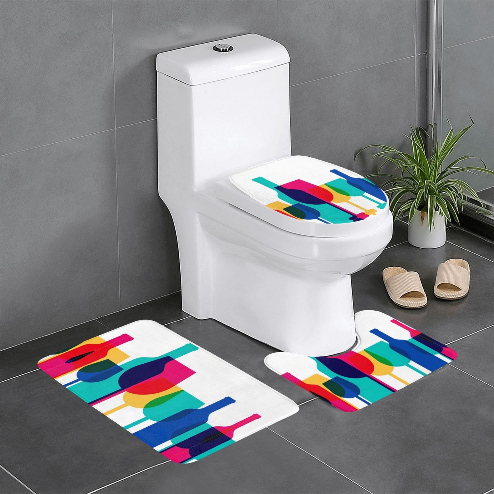Tapis de salle de bain motif vin pour éviter les glissades avec style unique