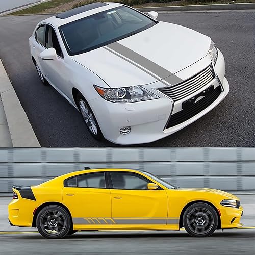 Miniatura 5 de 5 calcomanías de vinilo con diseño de rayas para el espejo retrovisor de la carrocería del automóvil, diseño de rayas de vinilo con diseño gráfico