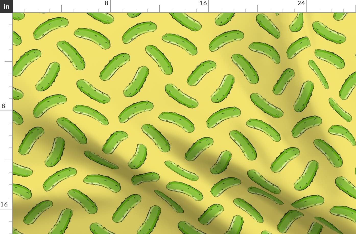 Spoonflower Fabric - Pickles Yellow Green Trendy Little Arrow Kids Food Printed on Organic Cotton Sateen Fabric by The Yard - Sewing Quilting Apparel Home Decor