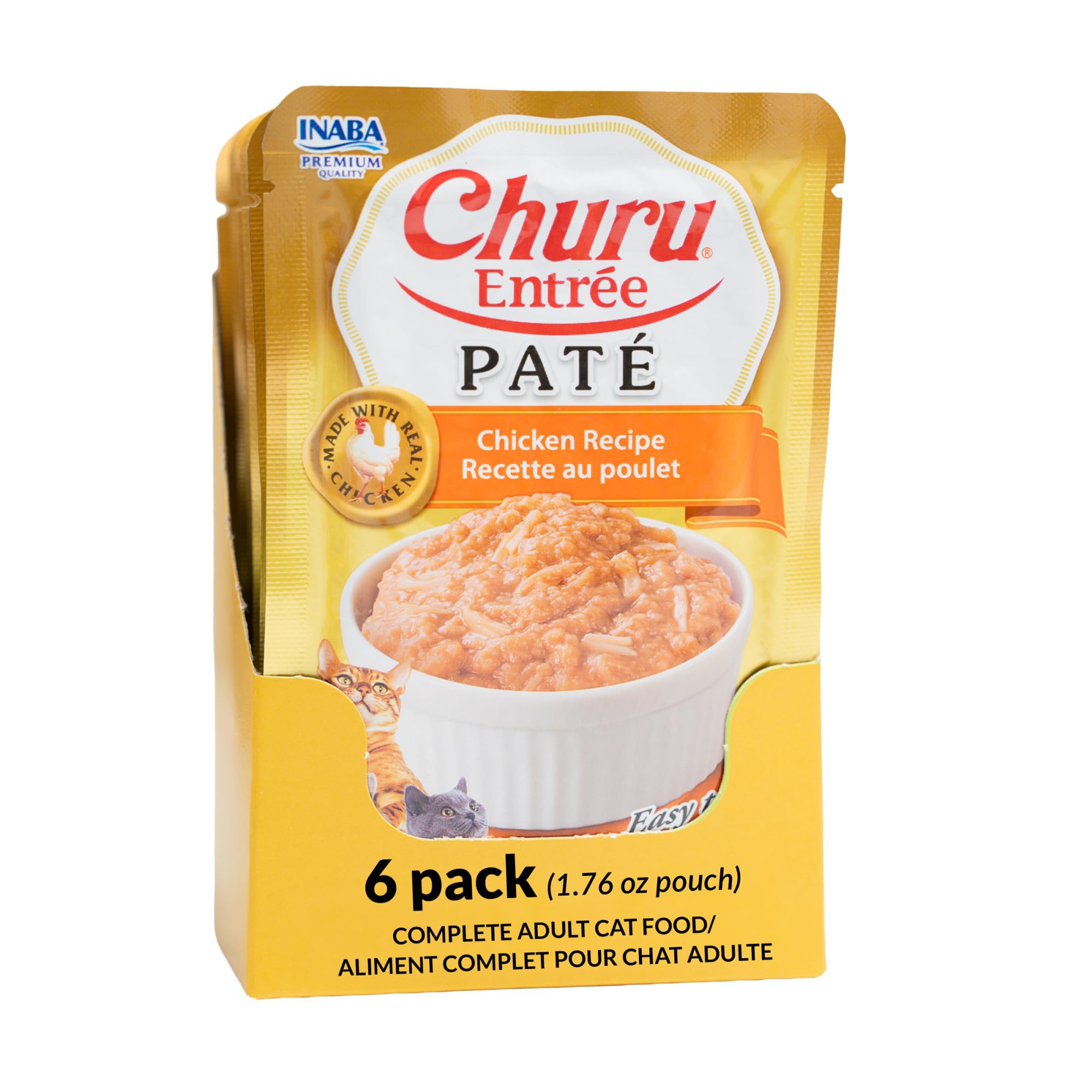 INABA Churu Entree Pate Wet Cat Food, Chicken, 6ct