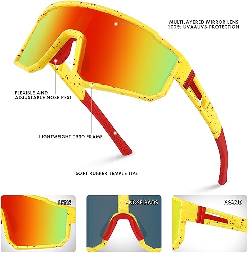 Miniatura 6 de MVPTGRS Gafas de sol de béisbol juveniles para niños y niñas de 8 a 14 años TR90 con marco para niños, gafas de sol deportivas para sóftbol,