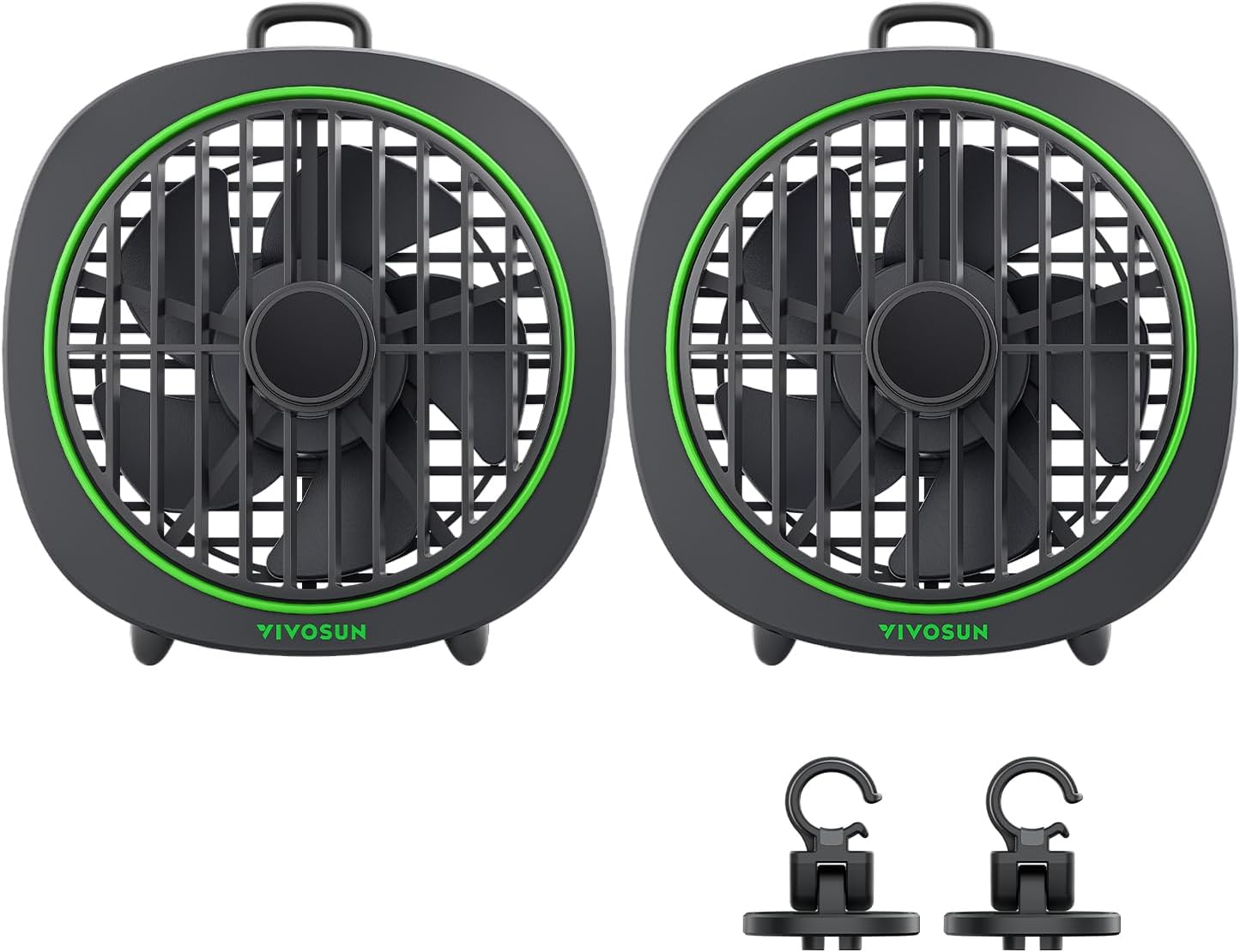AeroWave D4, 4” Grow Tent Clip Fan with Detachable Hook, 3-Speed Strong & Quiet Airflow, Adjustable Airflow Angle for Hydroponics, Circulation & Cooling, Black, 2-Pack
