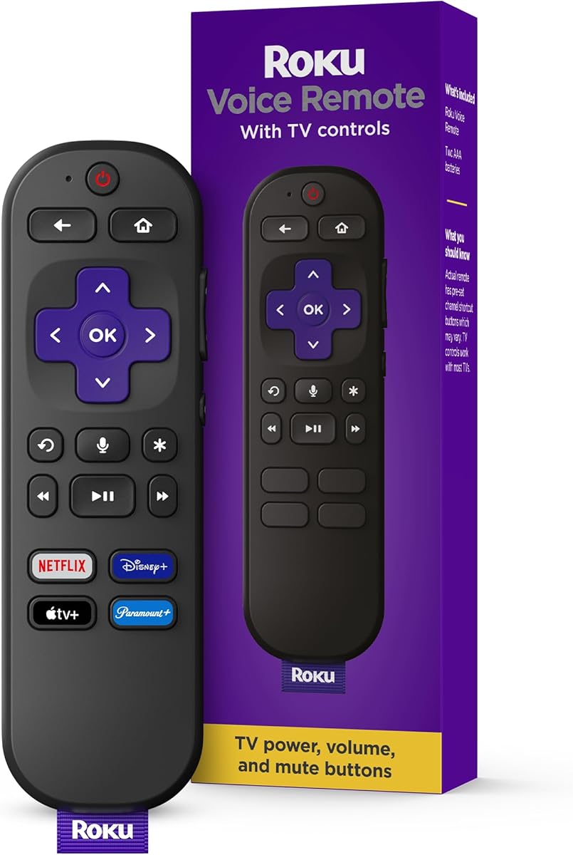 Roku Voice Remote | Replacement TV Remote Control with Voice Control, Simple Setup, & Pre-Set App Shortcuts - Compatible with Roku TV, Players, & Audio Devices : Electronics
