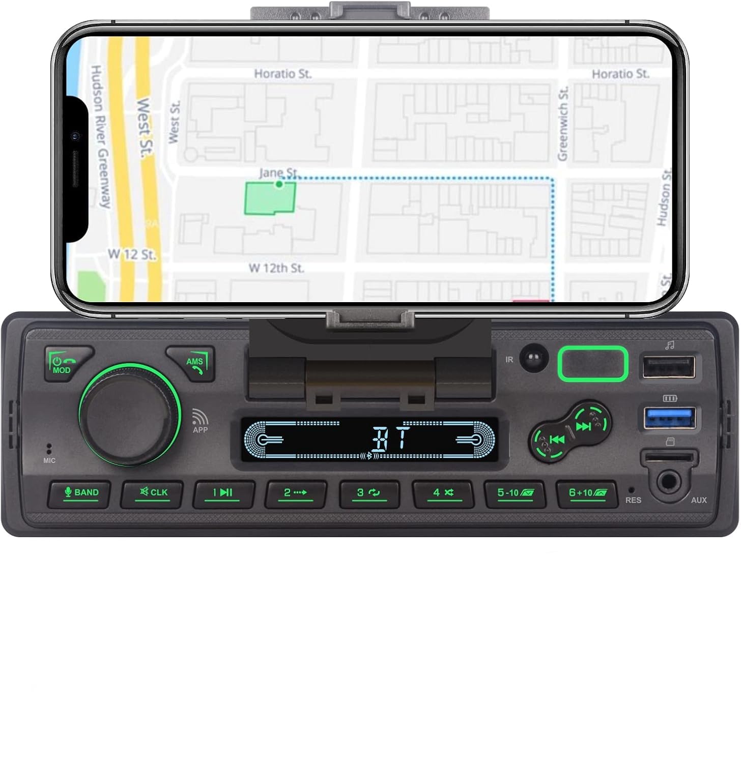 LXKLSZ Autoradio 1 din Autoradio Bluetooth con controllo APP Lettore MP3 supporto USB/TF/AUX/Ricarica rapida/Chiamate in vivavoce/Radio FM AM