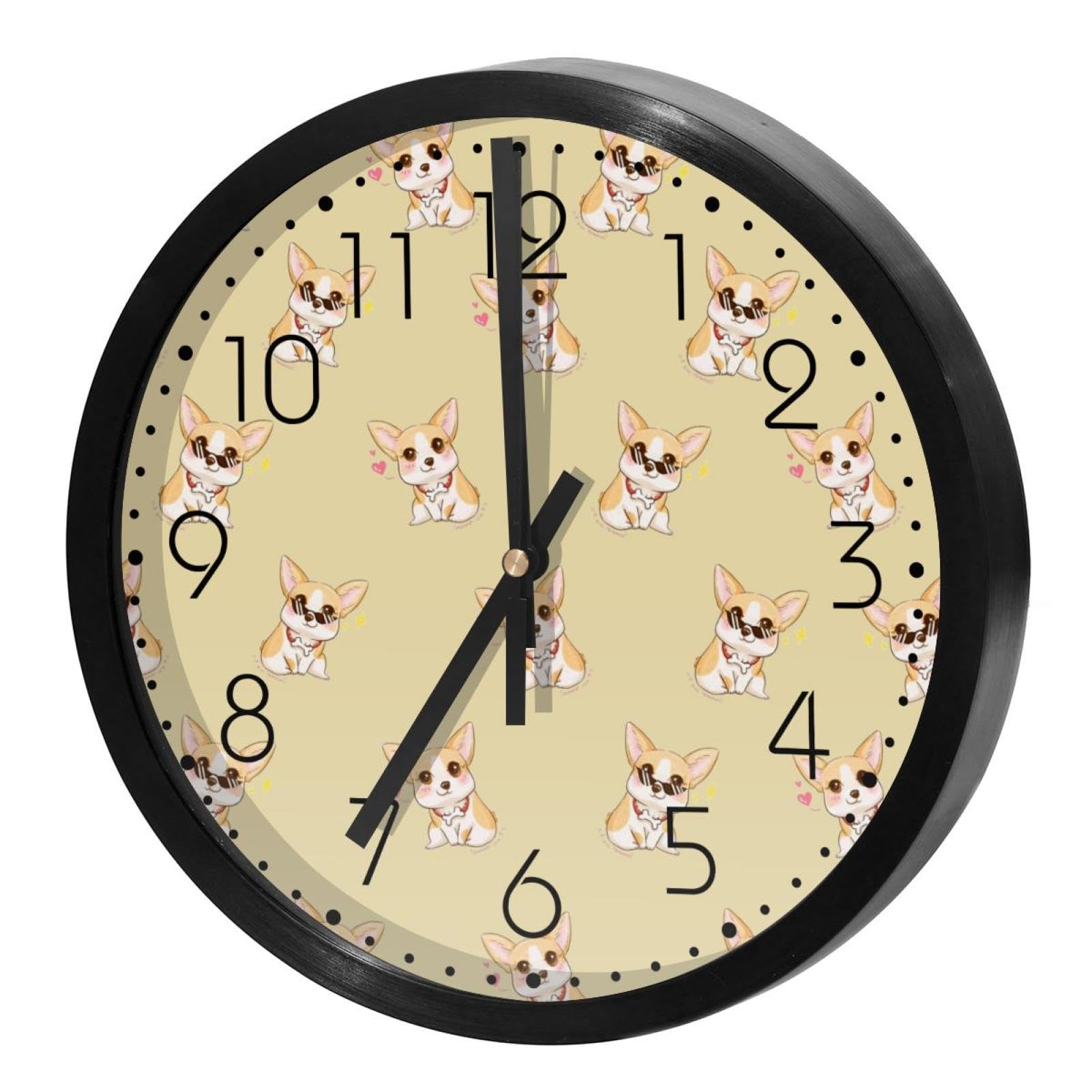 Horloge murale silencieuse à quartz Corgi mignon pour decoration de maison