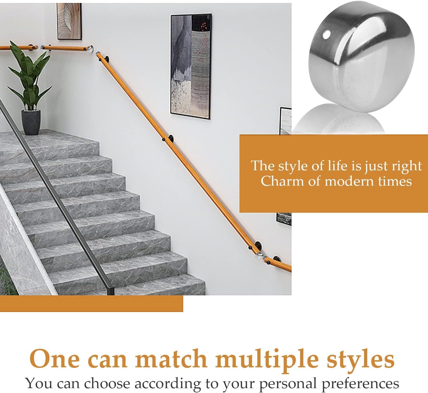 BenRan 4 Pcs Handrail End Caps, Bannister End Caps with Screws for 45mm