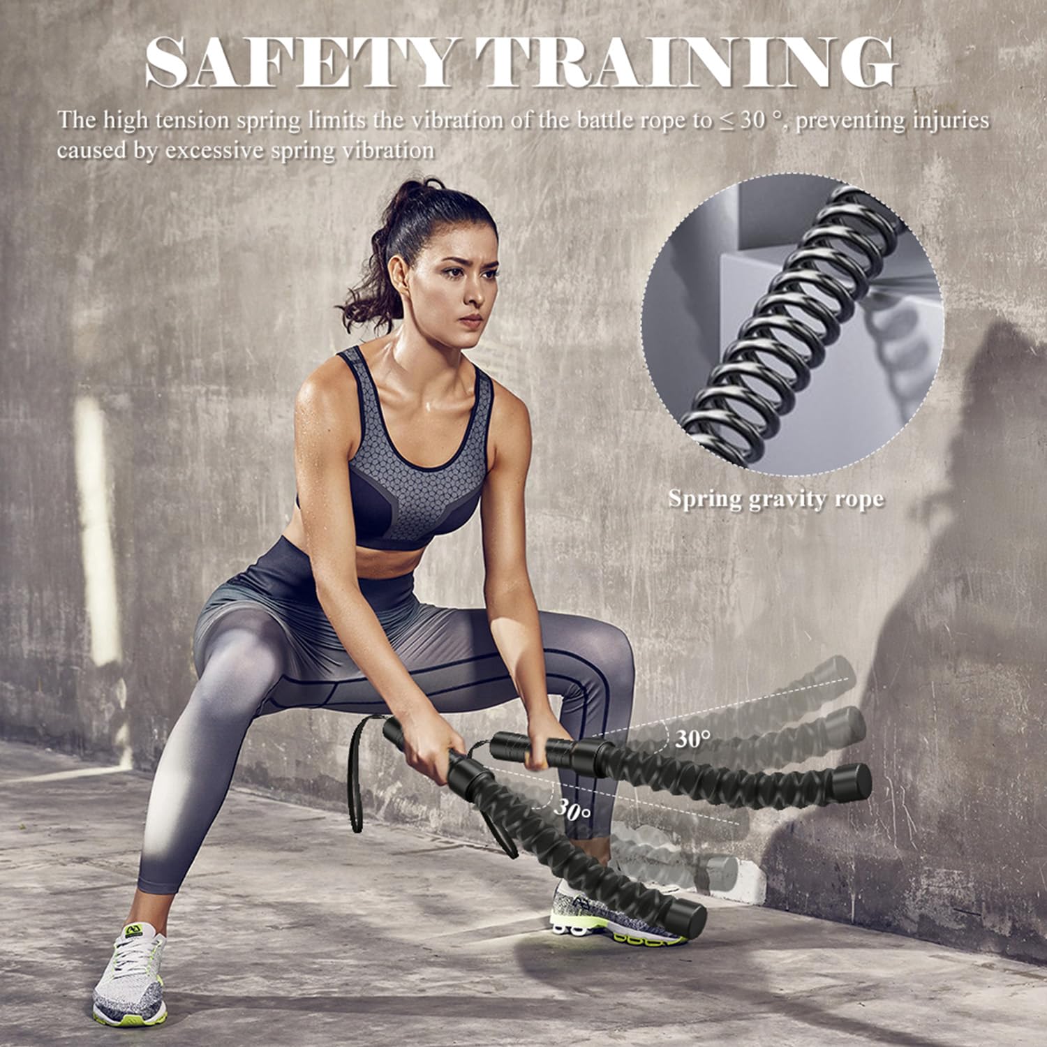 Ropeless Battle Ropes, przenośna lina powietrzna bez liny, trening HIIT obciążone liny, bez hałasu, dla mężczyzn, kobiet, ćwiczeń cardio i siłowych, boks