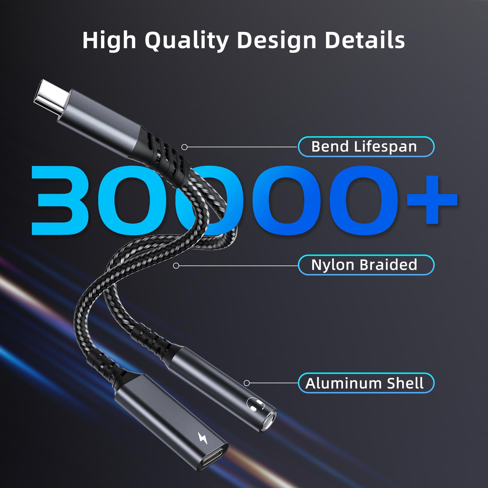 Adattatore USB C a Jack 3.5mm 2 in 1 con Ricarica Rapida PD 60W per iPhone 16/15 Pro Max Samsung S24 Ultra