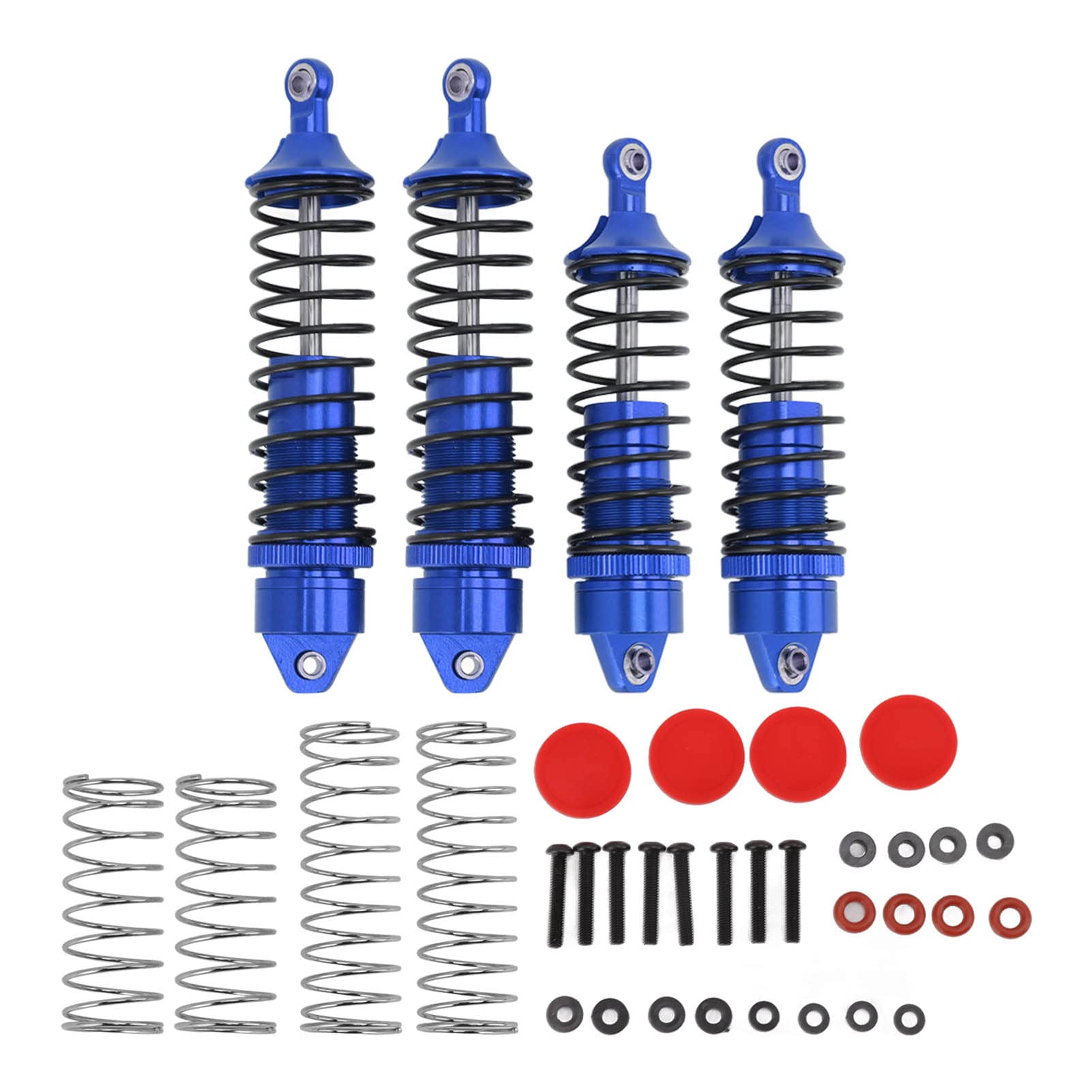 4 szt. Przedni tylny amortyzator Sprężyny ze stopu aluminium Akcesoria do amortyzatorów Amortyzacja Pasuje do samochodu SLASH 1/10 RC do gier i zawodów na świeżym powietrzu (Blue)