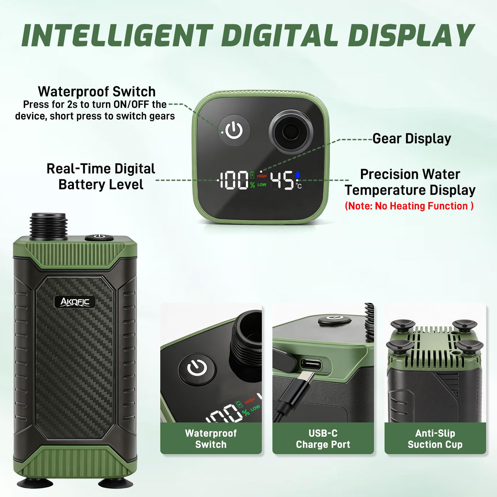Douche Camping, Kit Douche Portable, 8000mAh Pompe Douche Électrique Rechargeable avec Afficheur Intelligent et Pomme de Douche, Douche de Exterieur pour Camping, Randonnée