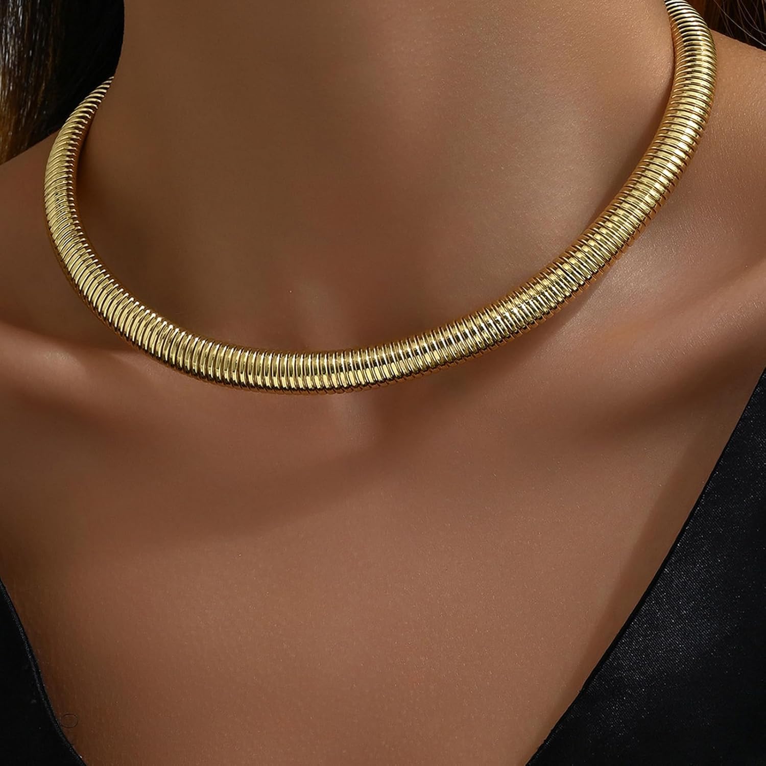 Dcfywl731 Chunky Gold Necklace Statement Necklace for Women Trendy Dainty Gold Choker Necklaces for Woman Gold Accessories Gifts - Image 3