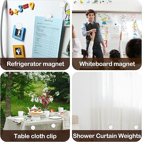 Miniatura 6 de Paquete de 16 pesos magnéticos para cortina de ducha, imanes, cubiertas de goma, resistentes para evitar que el forro de cortina sople, funciona