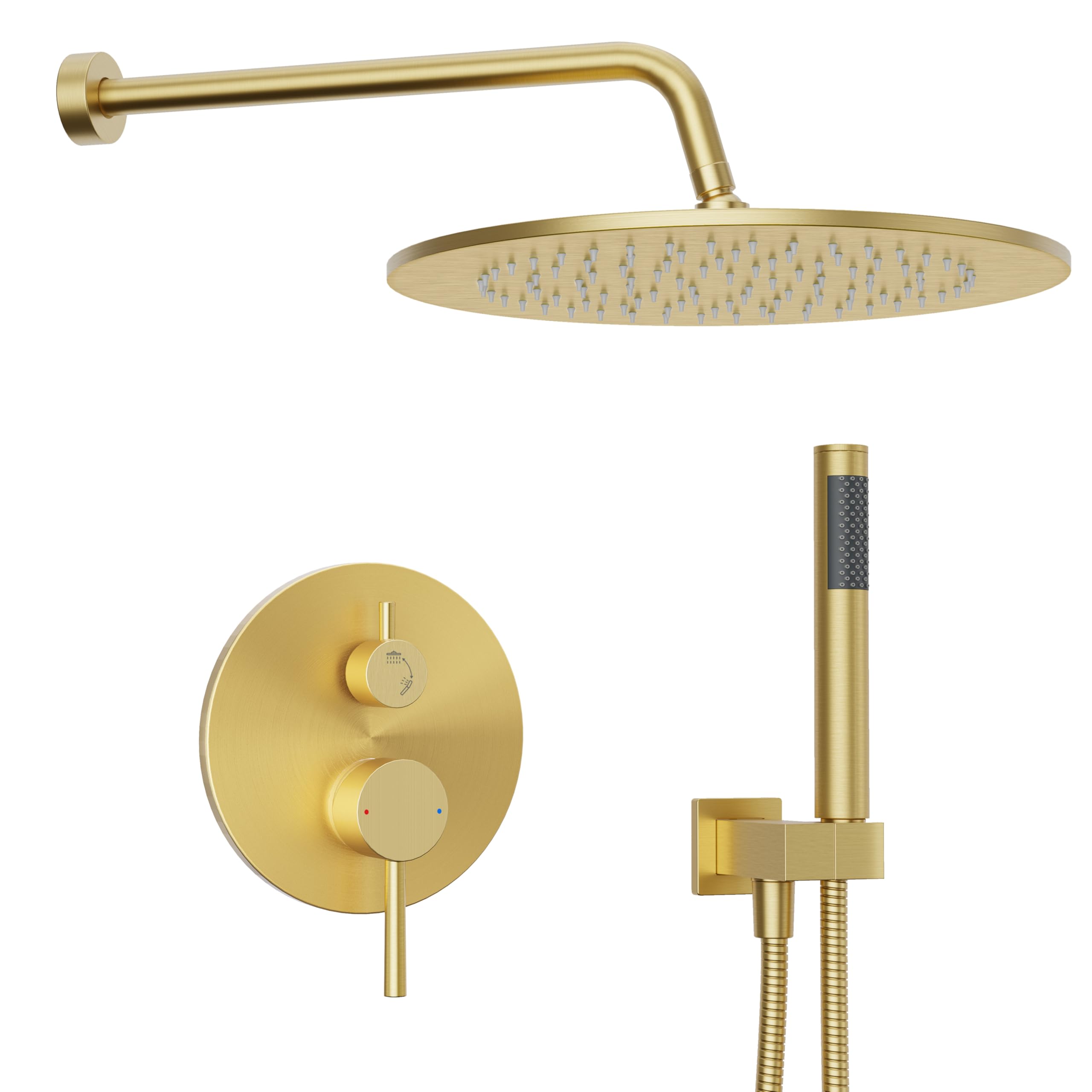 Gabrylly Shower System, 10" Wall Mounted Shower Faucet Set, Brushed Gold