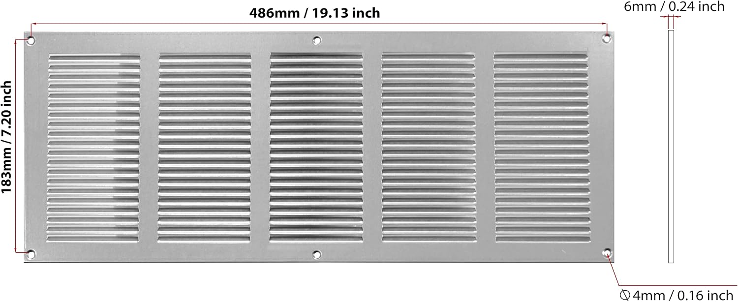 Steinberg14 Galvanised Steel 500x200mm Air Vent Cover with Insect Mesh, 20x8 inch Ventilation Grille - Image 3