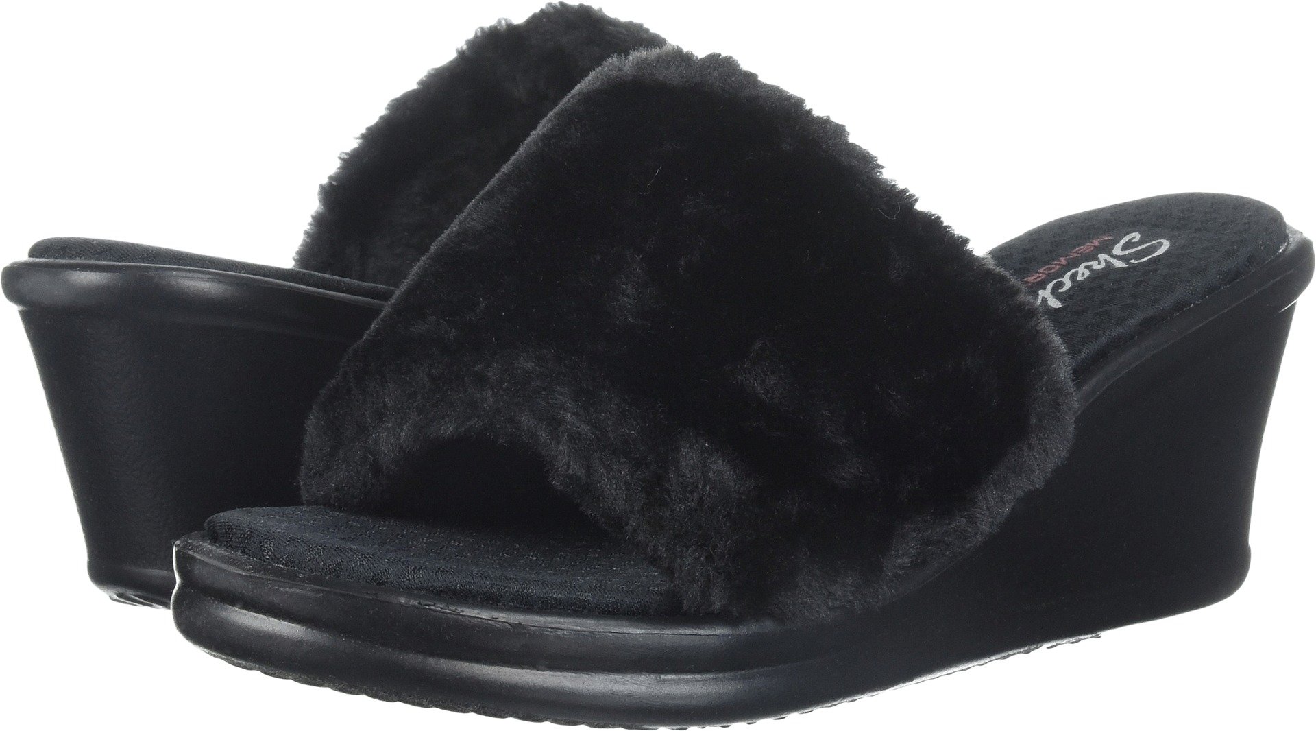 Skechers Cali Women's Rumblers-Summer Peach Slide Sandal,black/black,9 M US