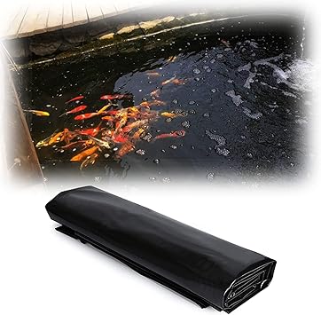 Image YSJX 20 Mil Pre-Cut Pond Liner,Fish Pond Liner,HDPE Pond Skins for Fish Ponds,Water Features,Fountains,Waterfall and Water Gardens 5 ft. x 30 ft,20 ft. x 25 ft
