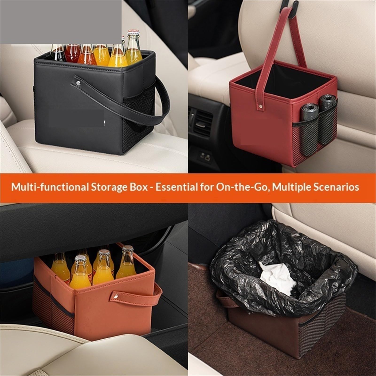 Bolsa de almacenamiento Interior cuero for maletero basura coche, accesorios for viajero Jetour para coche(Black)