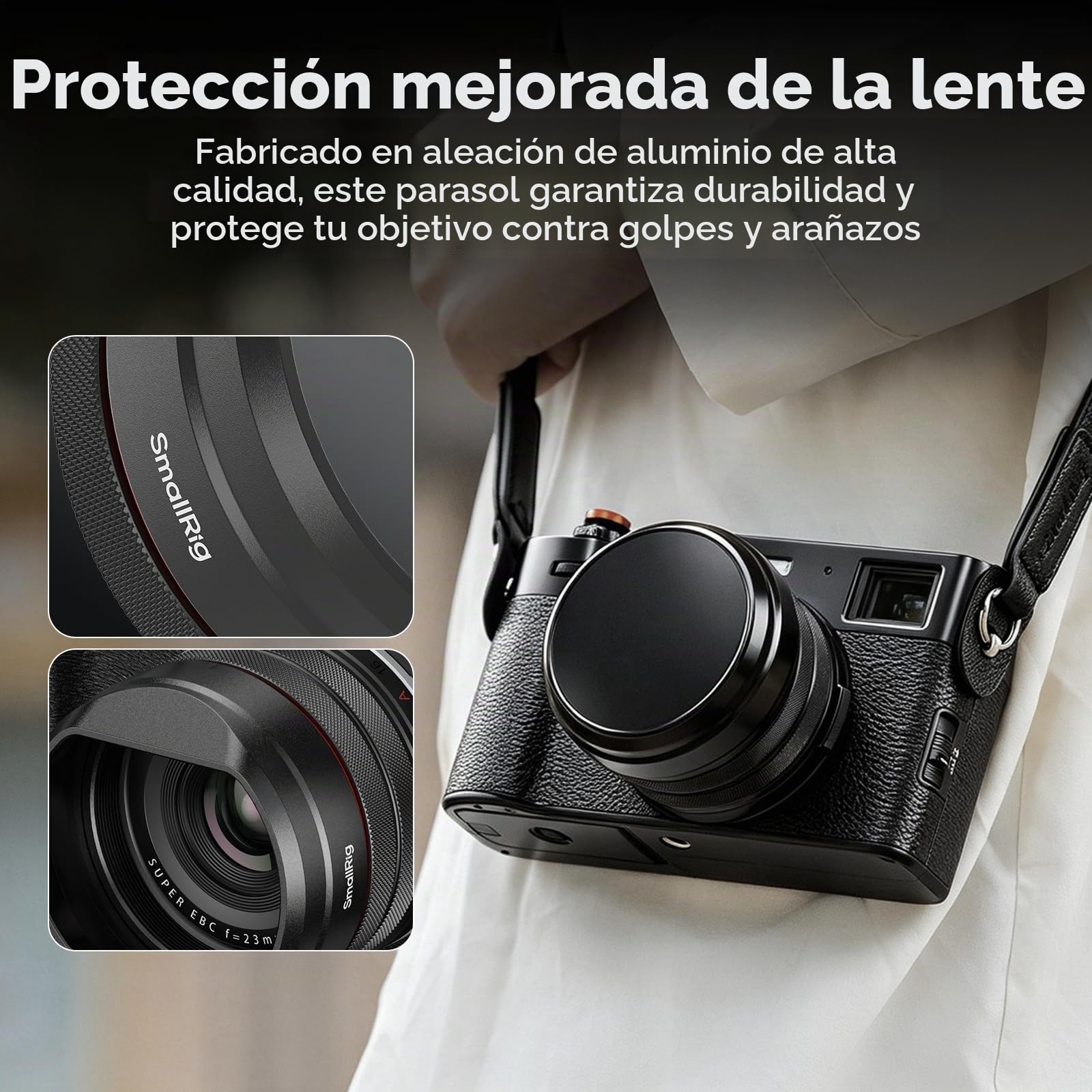 SMALLRIG X100VI Protector solar para FUJIFILM X100VI / X100V, capota solar, aleación de aluminio, protección antiarañazos, compatible con filtros, antideslumbrante, negro - 5848