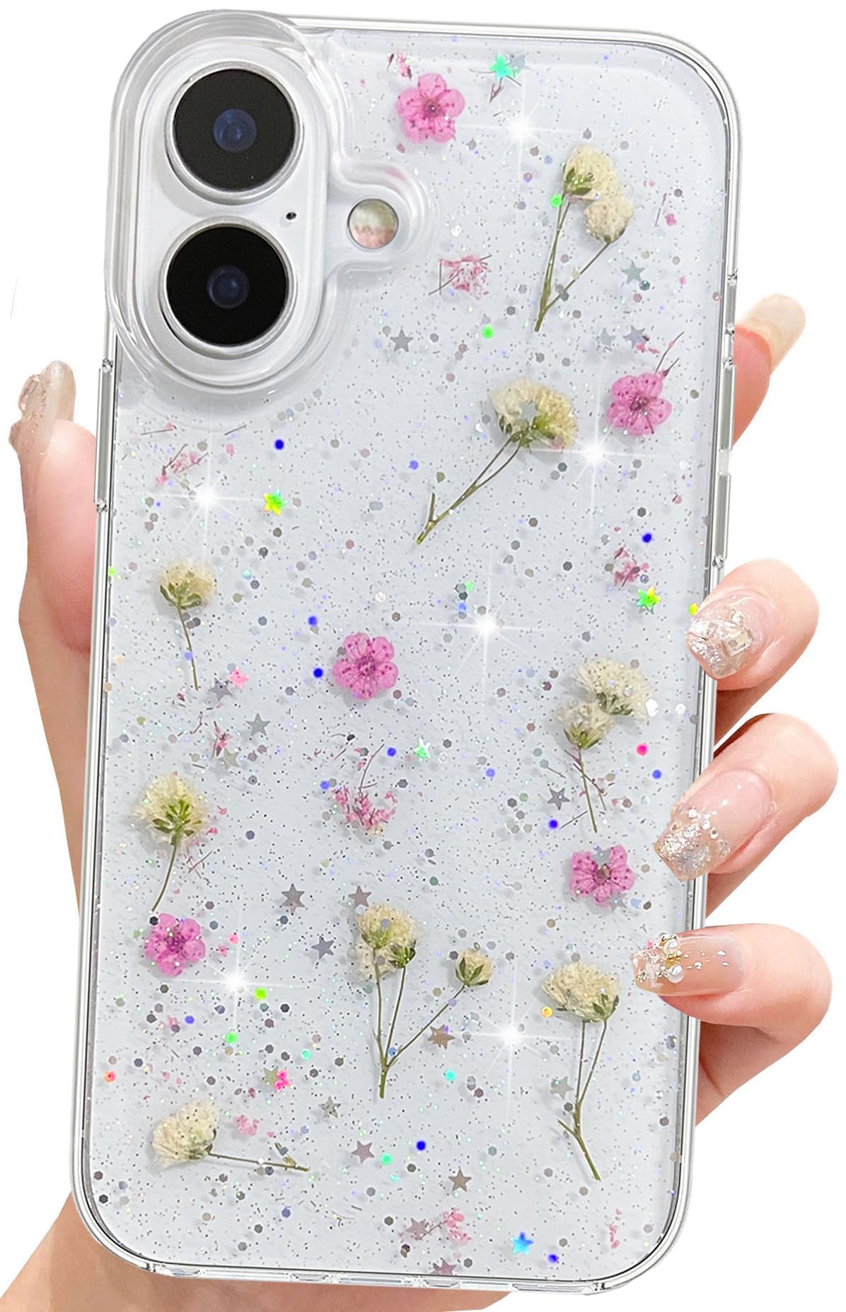 Abbery für iPhone 15 Hülle Blumen Muster Durchsichtig Mit Ge
