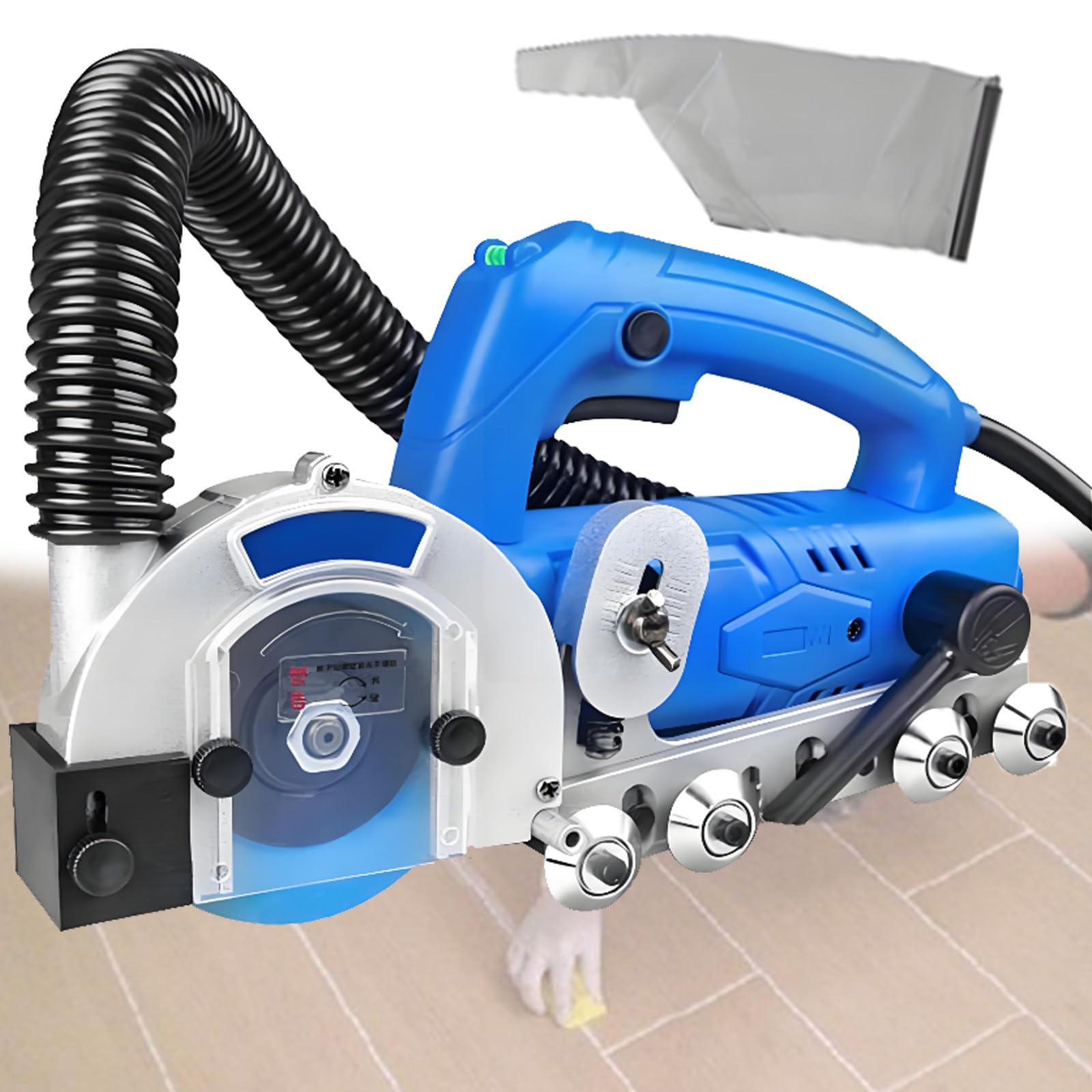 Máquina de eliminación de lechada con extracción automática de polvo, herramienta eléctrica de limpieza de azulejos de 1200 W, 9000 r/min, equipo de limpieza de costuras para suelos