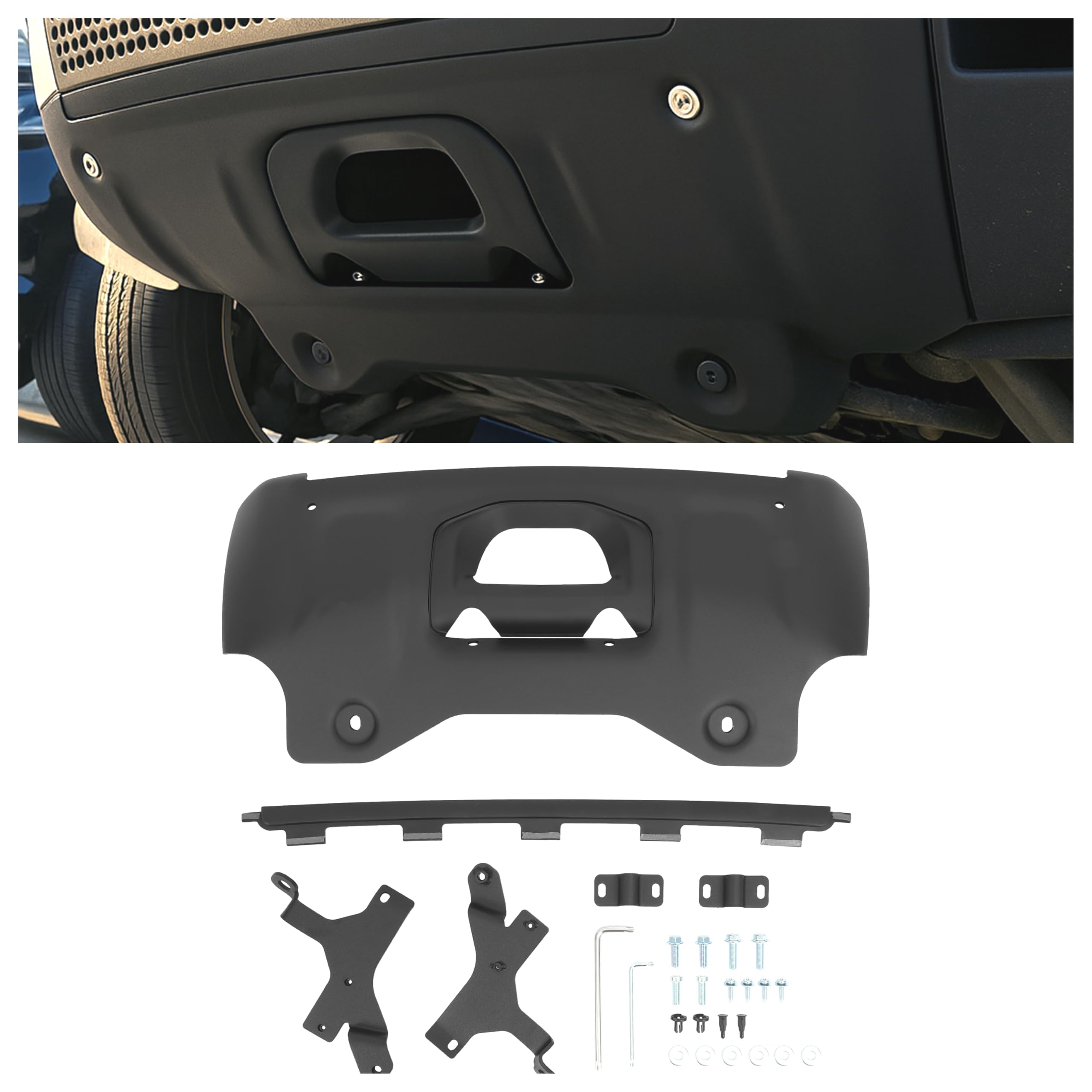 KUAFU Front Undershield Skid Plate Compatible with 2020-2025 Land Rover Defender 90 110 130 Splash Bumper Guard Protector Replace for VPLEP0436 Aluminium+Plastic+Steel Powder Coated Black