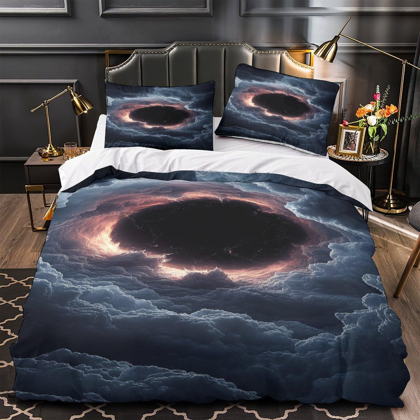 Drap de couette nébuleuse sombre pour déco de chambre ado King