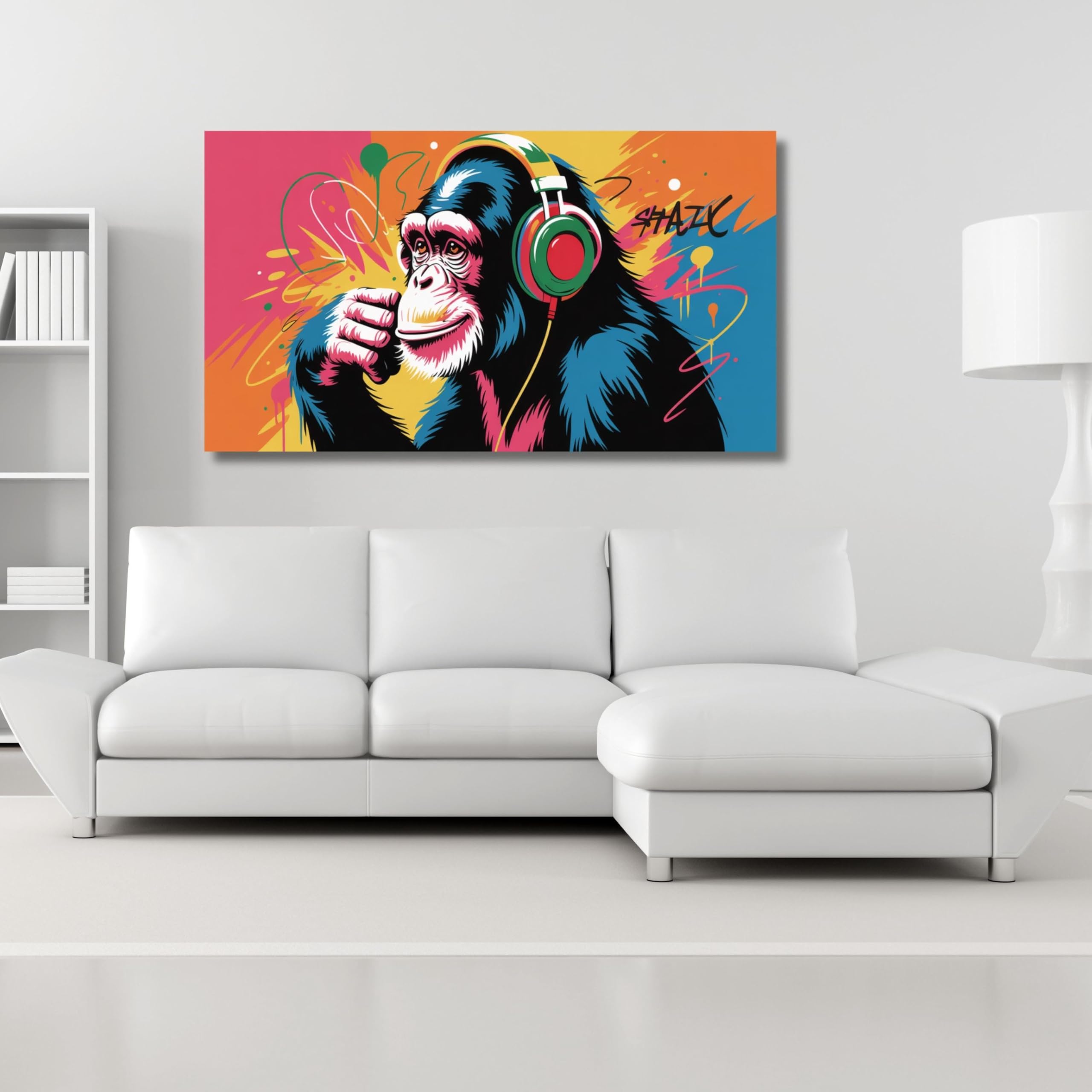 Peinture graffiti grand format Gorille pour décoration murale de loft
