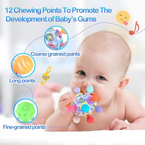 Miniatura 2 de Juguetes sensoriales para la dentición para bebés, juguetes Montessori actualizados, sonajeros sensoriales para masticar, regalo para bebés recién