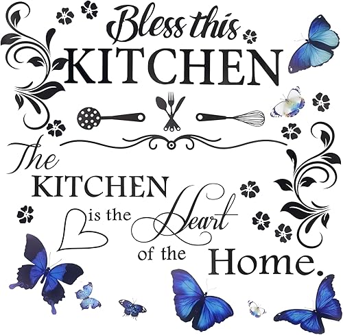 Ewong Pegatina de pared con citas de palabras para decoración de palabras bendice este arte de cocina vinilo para despegar y pegar calcomanía de