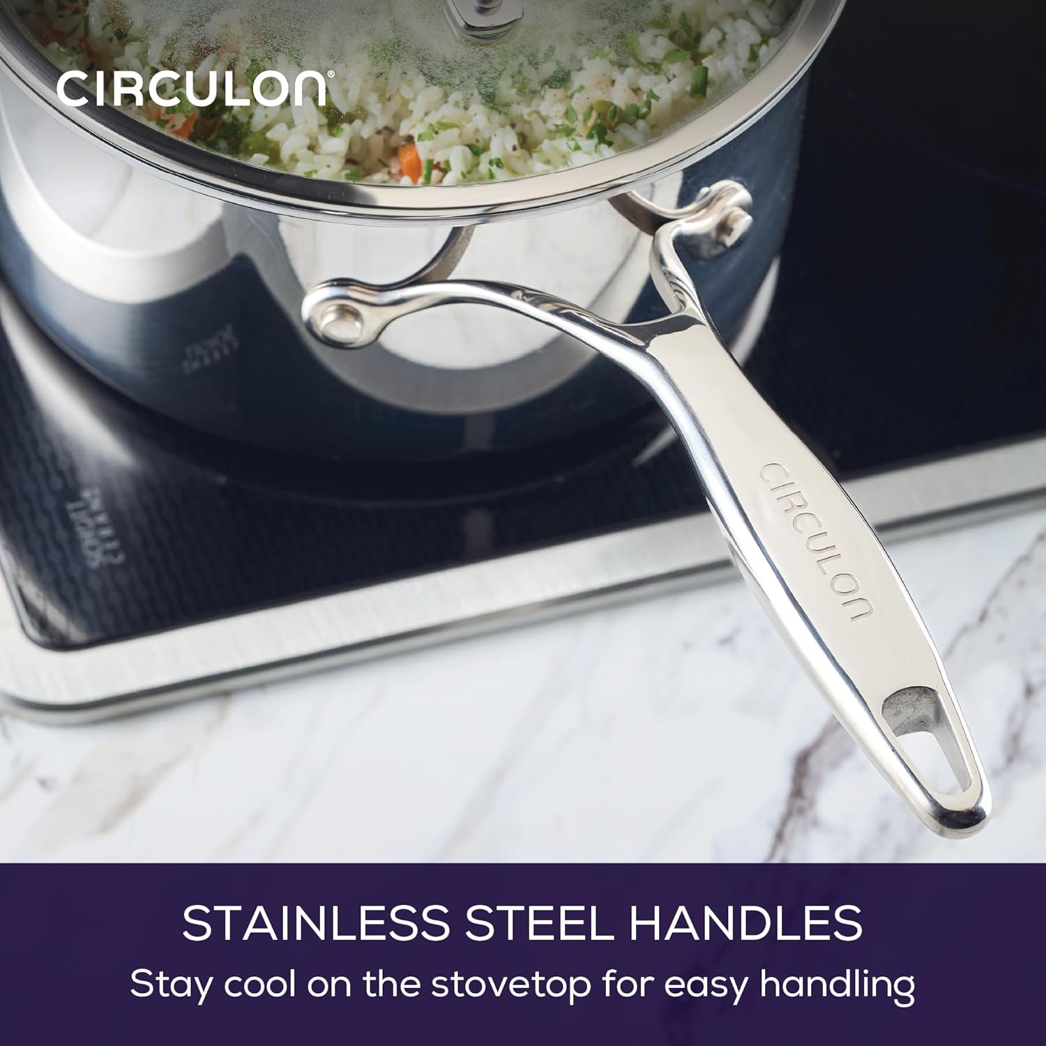 Circulon Scratch Defense Stainless Steel Pan Set: 3 Piece Induction Hob Pan Set with Extreme Non Stick, Induction & All Hob Suitable