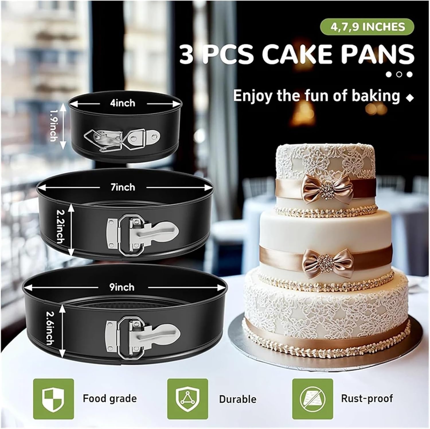 Springform Pan Set Nonstick Spring Form Pans with Removable Bottom Leakproof Round Cheesecake Baking Pans