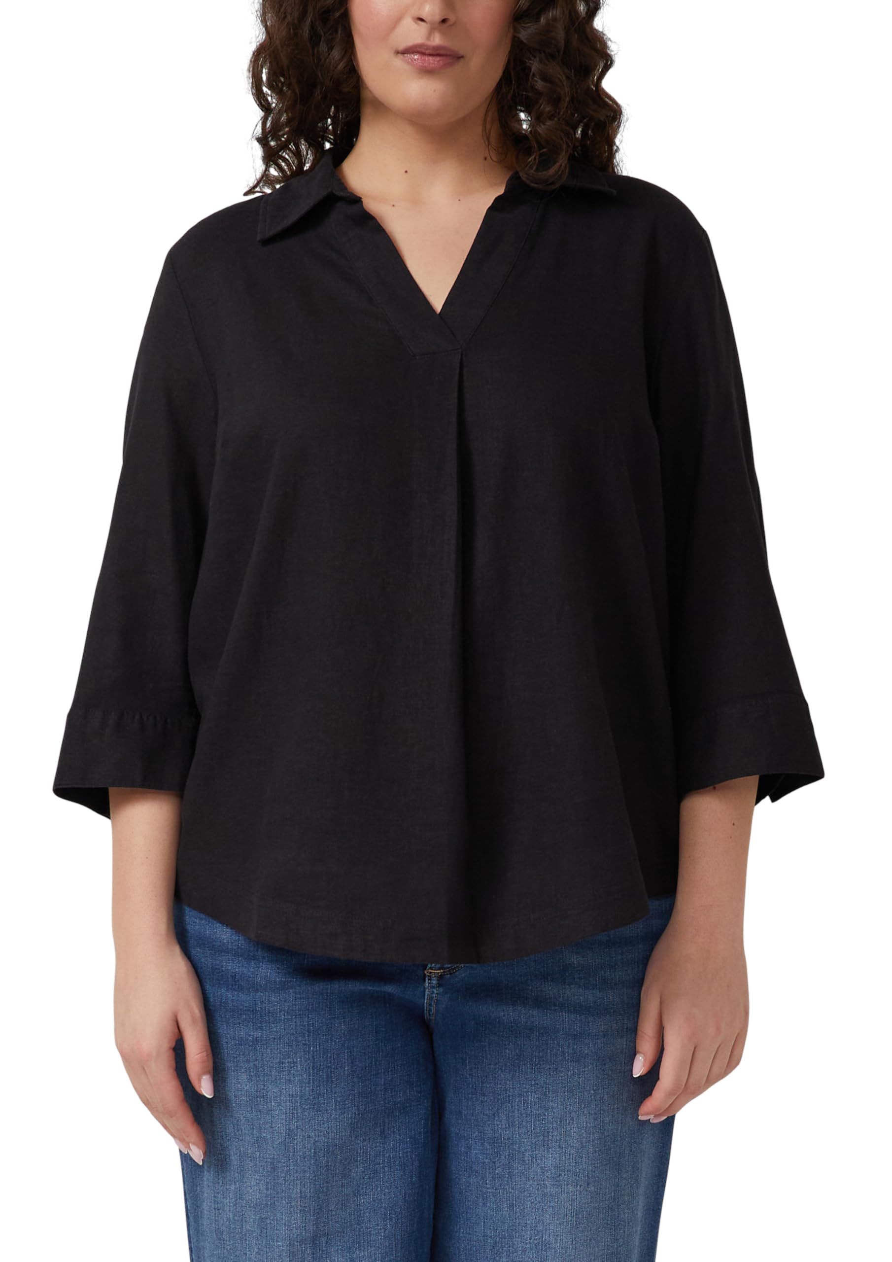 s.Oliver Damen Bluse – Leinenmix, 3/4-Ärmel, Regular Fit
